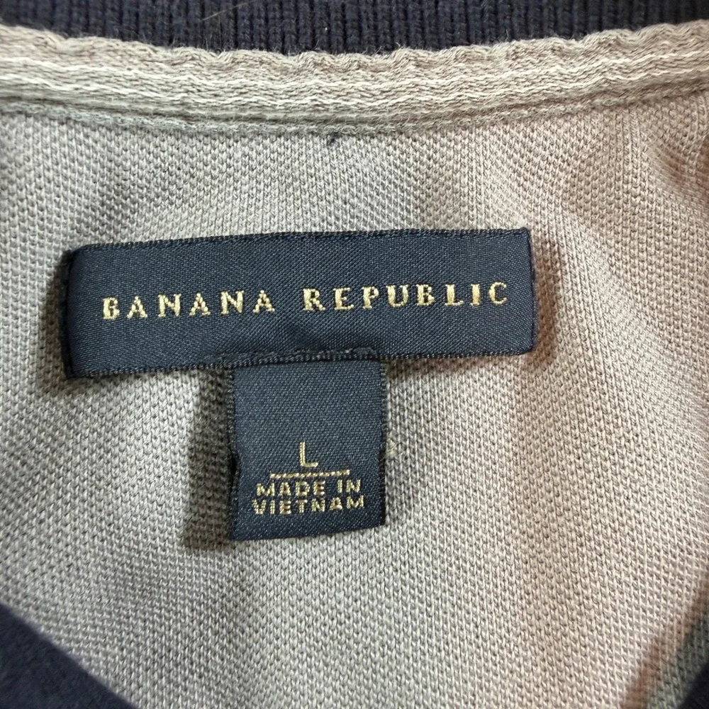Banana Republic Elephant Logo Striped Polo Men's L True Navy 429587